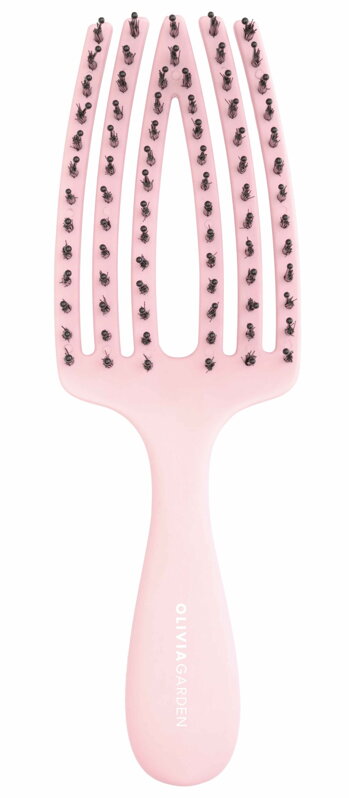 OLIVIA GARDEN Finger Brush Mini Pink kartáč na vlasy masážní 6-řadý malý