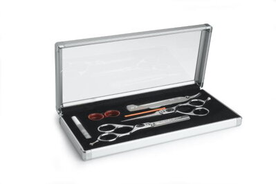 SIBEL Centrax Kit set pravácké nůžky + efilační nůžky + břitva