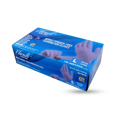 EBRULI nitrilové rukavice "L" 100 ks nepudrované modré