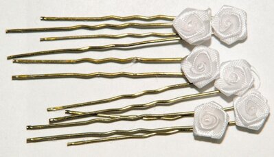 SOLIDA vlásenky bronzové 50 mm balení 6 ks s bílou růží