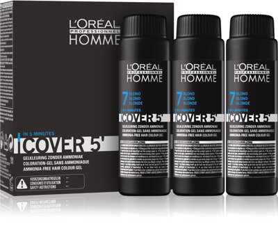 L'ORÉAL PROFESSIONNEL Homme Cover 5 - č. 7 barva na vlasy pro muže střední blond - 3 x 50 ml