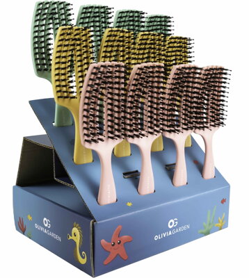 OLIVIA GARDEN Finger Brush Mini Set 12 ks kartáč na vlasy masážní 6-řadý malý