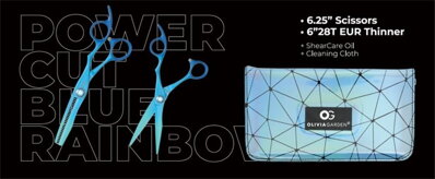OLIVIA GARDEN PowerCut Blue Rainbow Set 5,5" + effi 6,28"