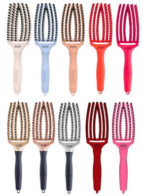 OLIVIA GARDEN Finger Brush Combo Set kartáč na vlasy masážní 6-řadý střední 12 ks barevný mix (bez stojanu)