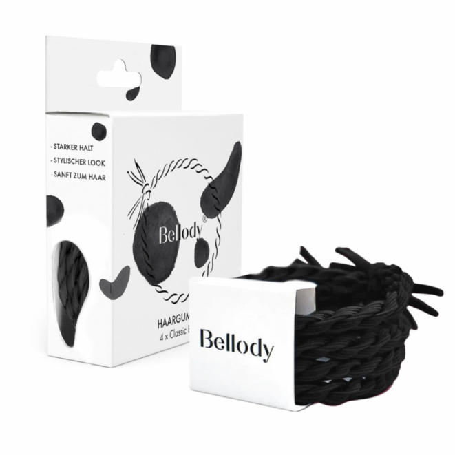 BELLODY Hair Ties gumičky do vlasů Black 4 ks