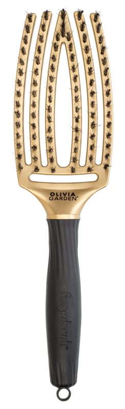 OLIVIA GARDEN Finger Brush Gold kartáč na vlasy masážní 6-řadý střední