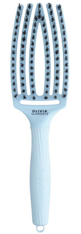 OLIVIA GARDEN Finger Brush Pastel Blue kartáč na vlasy masážní 6-řadý střední
