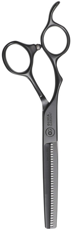 OLIVIA GARDEN Silk Cut 6,35&quot; Matt Black efilační levácké kadeřnické nůžky 35 zubů