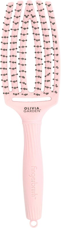 OLIVIA GARDEN Finger Brush Pink Double Bristles kartáč na vlasy masážní 6-řadá střední dvojité plastové piny