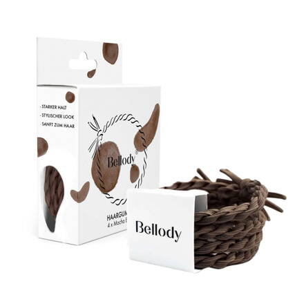 BELLODY Hair Ties gumičky do vlasů Mocha Brown 4 ks