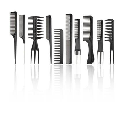 HAIR CARE set hřebenů na vlasy 10 ks černý