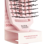 OLIVIA GARDEN Finger Brush Pink Double Bristles kartáč na vlasy masážní 6-řadá střední dvojité plastové piny